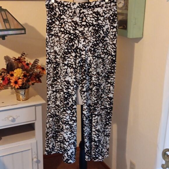 Tahari Pull On, Textured, Wide Leg Pants. Boho, Animal Print - Picture 1 of 6
